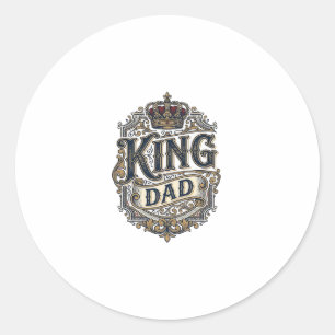 Koning Vader Vintage Gravure Vaderdag Shirt_1 Ronde Sticker