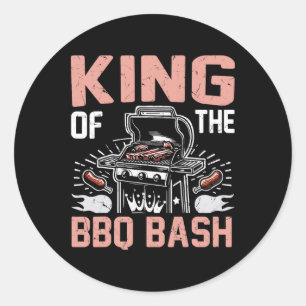 Koning van de BBQ Bash Partij Ronde Sticker