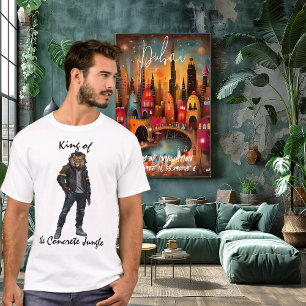 Koning van de Betonnen Jungle Stedelijke Leeuw T-S T-shirt