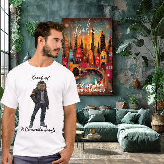 Koning van de Betonnen Jungle Stedelijke Leeuw T-S T-shirt