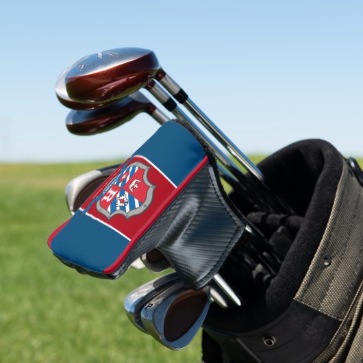 Koning van de Eagle-krest, naam rood blauw Golfheadcover (Insitu)