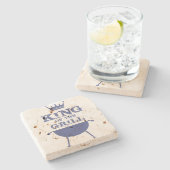 Koning van de Gril, blauw Stenen Onderzetter (Zijkant)