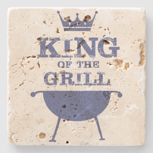 Koning van de Gril, blauw Stenen Onderzetter (Voorkant)