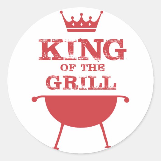 Koning van de Gril, rood Ronde Sticker (Voorkant)