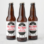Koning van de Gril, zwarte witte kroonrood Bier Etiket (Flessen)