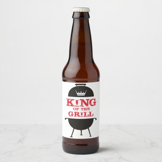 Koning van de Gril, zwarte witte kroonrood Bier Etiket (Voorkant)