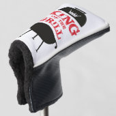 Koning van de Gril, zwarte witte kroonrood Golfheadcover (3/4 voorkant)