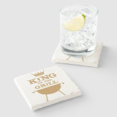 Koning van de Grill, goud Stenen Onderzetter (Zijkant)