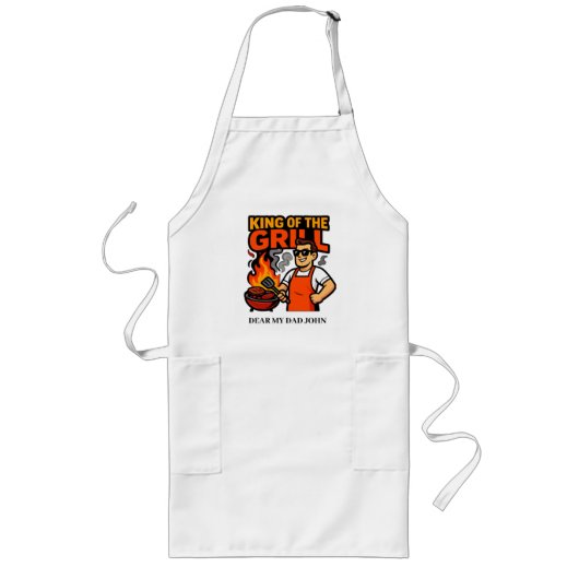 Koning van de Grill Grappige Vaderdag BBQ Master Lang Schort (Voorkant)