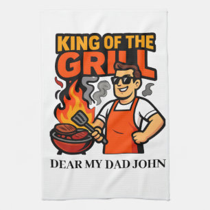 Koning van de Grill Grappige Vaderdag BBQ Master Theedoek