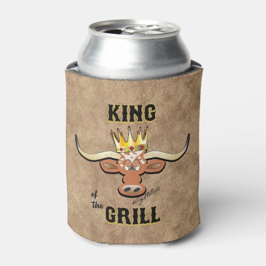 Koning van de Grill - Longhorn Steer Blikjeskoeler (Blikje Voorkant)