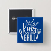 Koning van de Grill Typografie Vierkante Button 5,1 Cm (Voorkant /achterkant)