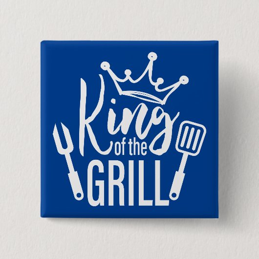 Koning van de Grill Typografie Vierkante Button 5,1 Cm (Voorkant)