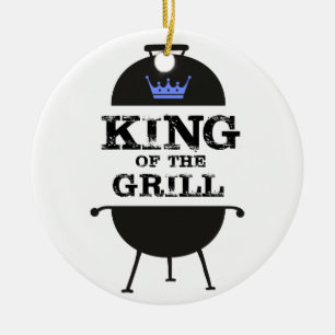 Koning van de Grill, Zwarte Blauwe Kroon Keramisch Ornament
