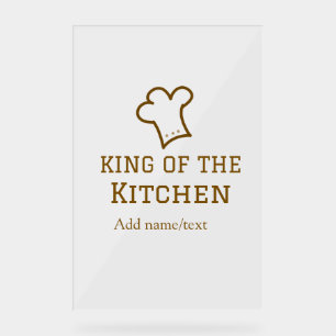 Koning van de keuken bruine chef koken bruine hoed acryl bord