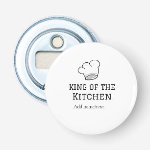 Koning van de keuken chef koken voeg naam kroon ha button flesopener