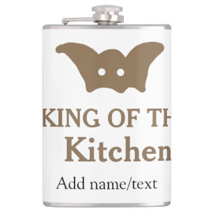 Koning van de keuken chef koken voeg naam kroon ha heupfles