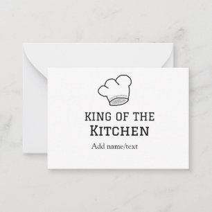 Koning van de keuken chef koken voeg naam kroon ha notitiekaartje