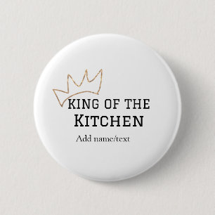 Koning van de keuken chef koken voeg naam kroon ha ronde button 5,7 cm