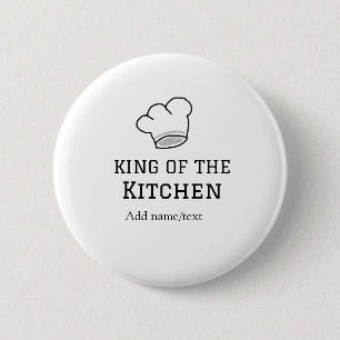 Koning van de keuken chef koken voeg naam kroon ha ronde button 5,7 cm