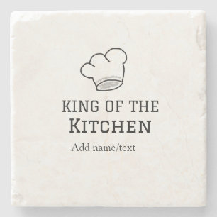 Koning van de keuken chef koken voeg naam kroon ha stenen onderzetter