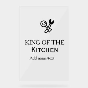 Koning van de keuken chef koken voeg naam kroon to acryl bord