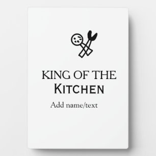 Koning van de keuken chef koken voeg naam kroon to fotoplaat