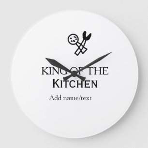 Koning van de keuken chef koken voeg naam kroon to grote klok