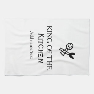 Koning van de keuken chef koken voeg naam kroon to theedoek