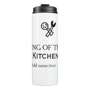 Koning van de keuken chef koken voeg naam kroon to thermosbeker