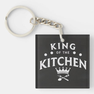 Koning van de Keuken Kroon – Grappige Foodie Zwart Sleutelhanger