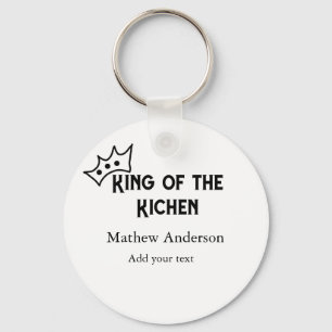Koning van de keuken voeg naam chef bakkerij koken sleutelhanger