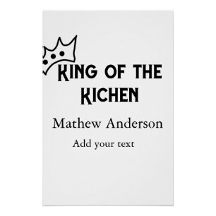 Koning van de keuken voeg naam chef-kok bakkerij k perfect poster