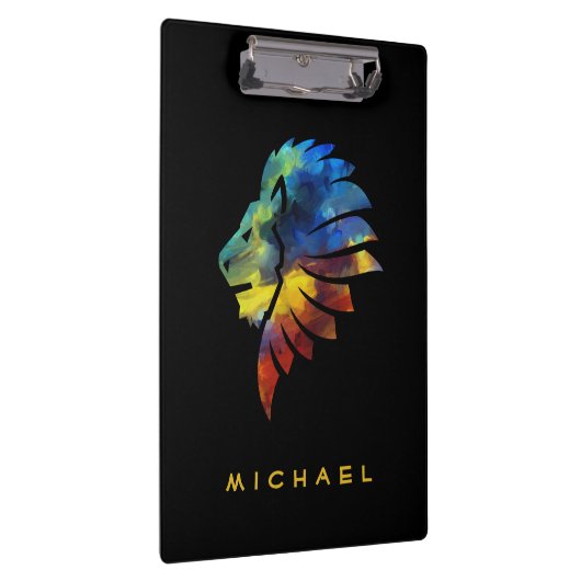 Koning van de oerwoud waterverf monogram leeuw klembord (Rechts)