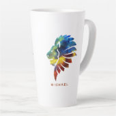 Koning van de oerwoud waterverf monogram leeuw latte mok (Rechterhoek)