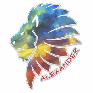 Koning van de oerwoud waterverf monogram leeuw sticker