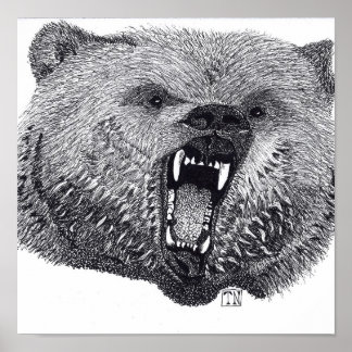 Koning van de Wilden, grizzly beer poster. Poster