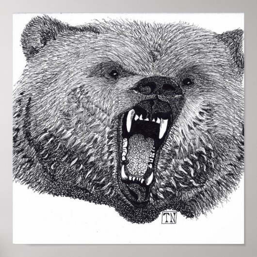 Koning van de Wilden, grizzly beer poster. Poster (Voorkant)