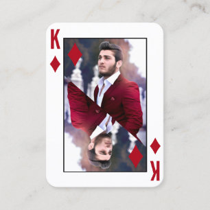 Koning van Diamanten Foto Rode Witte Poker Speler Visitekaartje