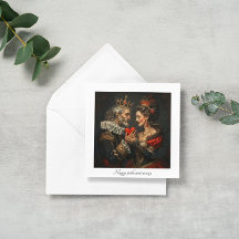 Koning van harten geeft hart aan koningin, aanpasb