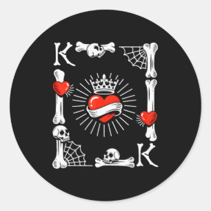 Koning Van Harten Kaart Kostuum Grappig Halloween  Ronde Sticker