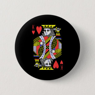 Koning Van Harten Speelkaart Halloween Kostuum Val Ronde Button 5,7 Cm