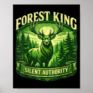 Koning van het bos Stille Auity Vintage Groen Hert Poster