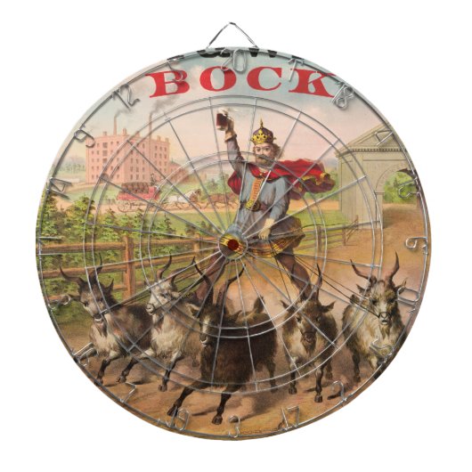 Koning van het Dartboard van Bock Beer Riding Geat Dartbord (Voorkant)