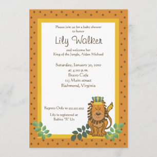 Koning van het Oerwoud Lion Baby shower 5x7 Uitnod Kaart