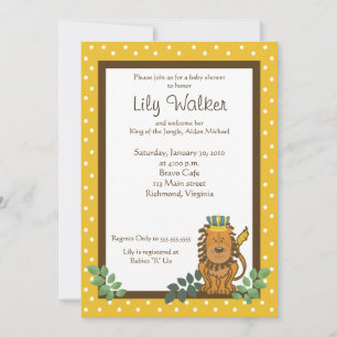 Koning van het Oerwoud Lion Baby shower 5x7 Uitnod Kaart