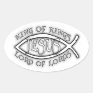 Koning van Koningen Ichthus Eurostijl Ovale Sticker