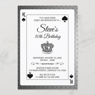 Koning van Spades Poker-speelkaart Birthday Invite Kaart