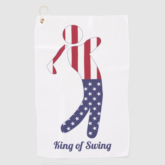Koning van Swing | Amerikaanse vlag Golf Player Golfhanddoek (Voorkant)