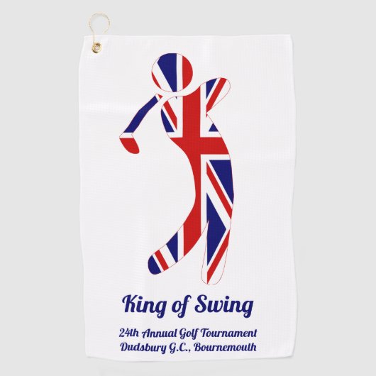 Koning van Swing | Union Jack Golf Tournament Golfhanddoek (Voorkant)